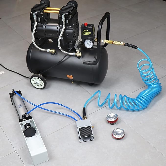 TAISHER Foot Valve Aluminum Can Crusher，Eco-Friendly Recycling Tool，Heavy Duty Pneumatic Cylinder Soda Beer Can Crusher