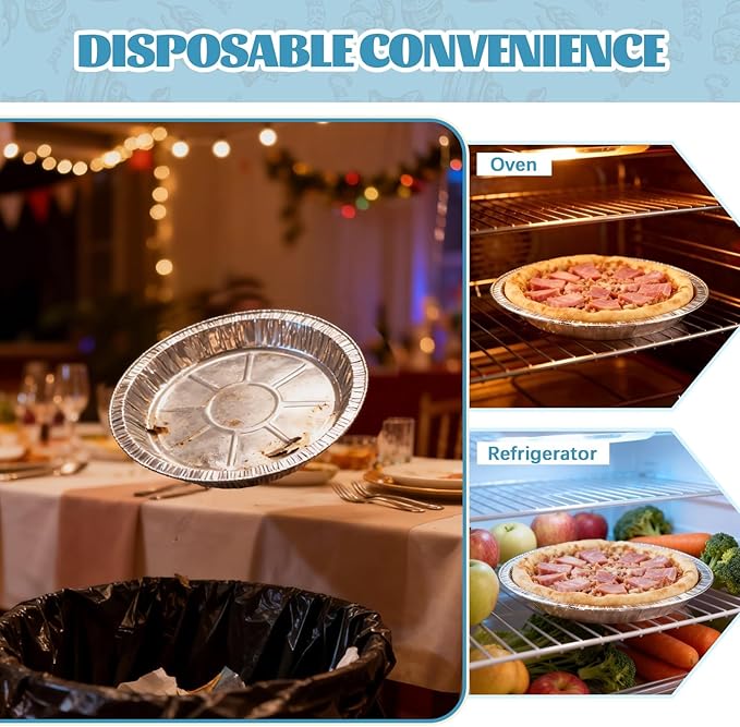 36 Pack 9 Inch Round Aluminum Foil Pie Tins - Disposable Heavy-Duty Pans, Freezer Safe for Baking Pies, Quiches, Tarts & Takeout