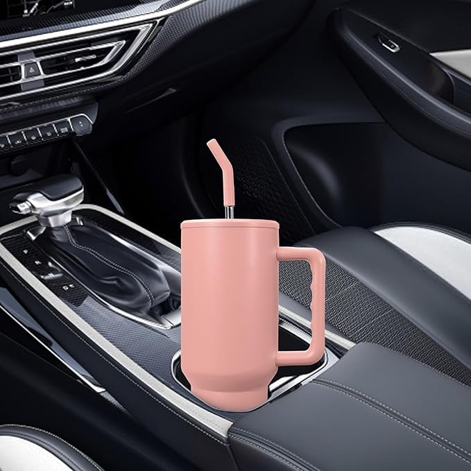 AGH 40 oz Sublimation Tumbler with Handle 4-Pack Stainless Steel Insulated Tumblers Blanks Water Bottle Travel Cups Matte Pink