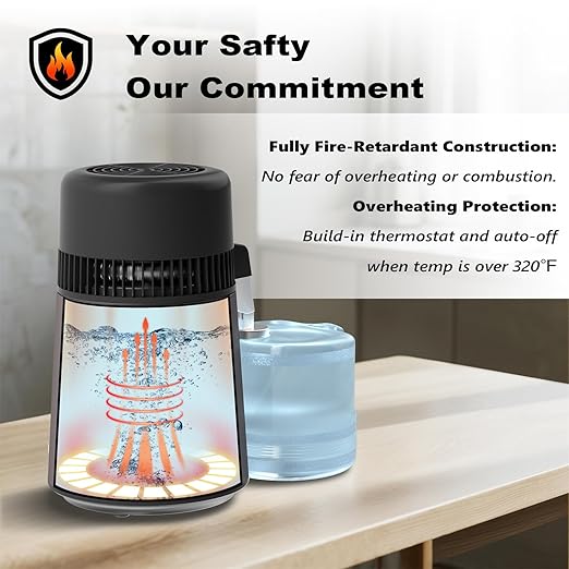 ROVSUN 1.1 Gallon/4L Water Distiller for Home Countertop, Stainless Steel Interior & BPA-Free Container, 750W Distilled Water Machine Water Maker Purifier, Distilling Pure Water Maker, 1L/H, Gray