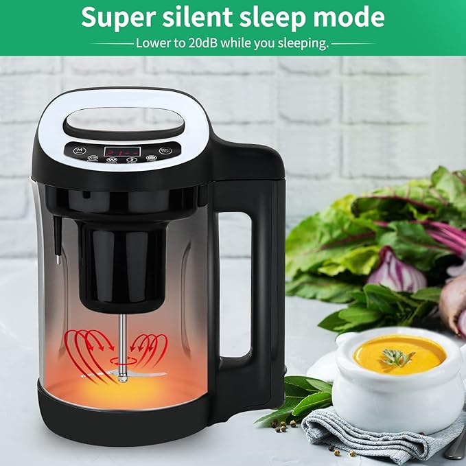 Soup Maker 1.6 L, 4-in-1 Multifunctional Smooth Soup and Chunky Soup Machine Maker with LCD Control Panel, Stainless Steel Electric Hot Soup Maker, 2-5 Servings, Smart Living for Home Use