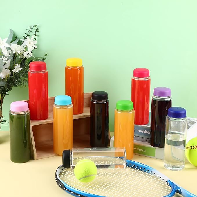 30 Pcs 17 oz Plastic Juice Bottle Bulk with Filter Cap Double Cover Water Bottles Reusable Clear Sport Drink Containers for Juicing Milk Smoothie Outdoor Gym Camping, 10 Colors
