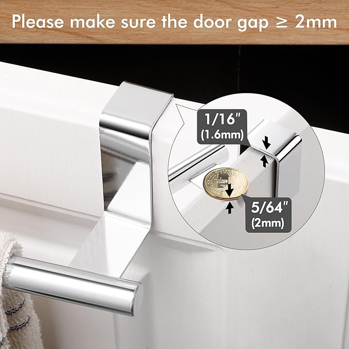 KES Over The Cabinet Door Towel Rack, Kitchen Towel Rack Over Cabinet Towel Bar Towel Holder SUS304 Stainless Steel 2 Pack Polished Steel, KTH200S26-P2