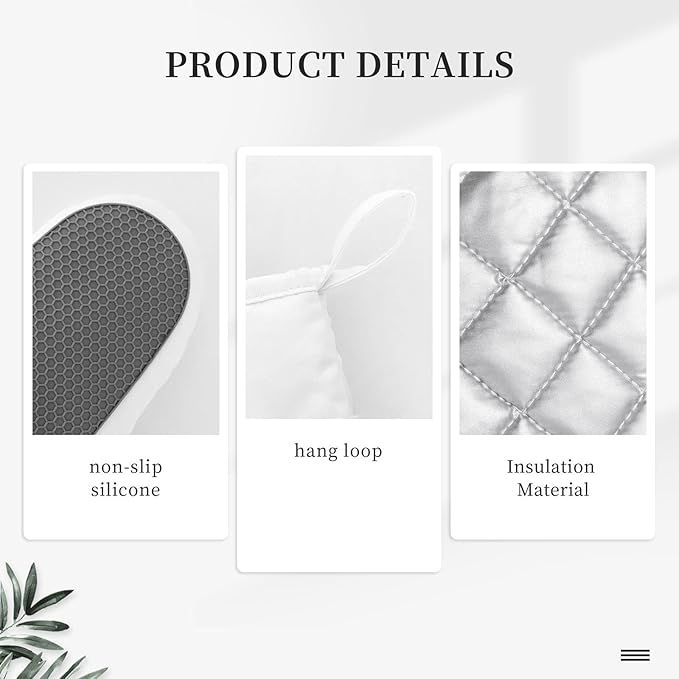 Oven Mitts and Pot Holders Set, Chicken Pattern Silicone Kitchen Accessories 4 Piece Heat Resistant Long Gloves Potholder Non-Slip Grip for Chef Cooking Baking Grilling BBQ