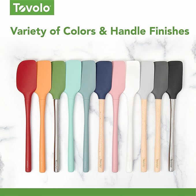 Tovolo Flex Core 5 Piece Silicone Spatula Set Heat Resistant All Silicone Utensils Include Non Stick Spatula Spoonula Jar Scraper, Dishwasher Safe Spatulas for Baking Mixing, Aqua Seafoam Green