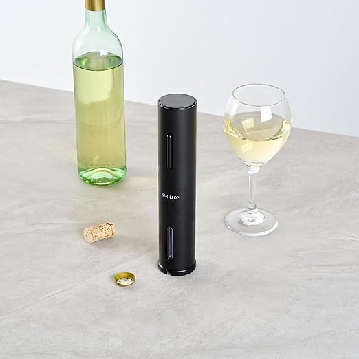 Restaurantware Electric Wine Opener 1 Count 1.9 x 1.9 x 9.1 Inches Battery Operated Plastic Corkscrew With Foil Cutter Compact Black Design For Quick One-Touch Uncorking