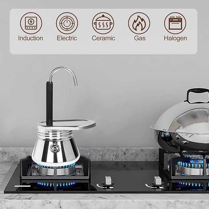 4 Cup Single Tube Moka Pot Stainless Steel Stovetop Espresso Maker Cafeteras Italian Percolator Espress Makers Capable Greca Mocha Coffee Machine for Induction Home 310ml 10.5oz