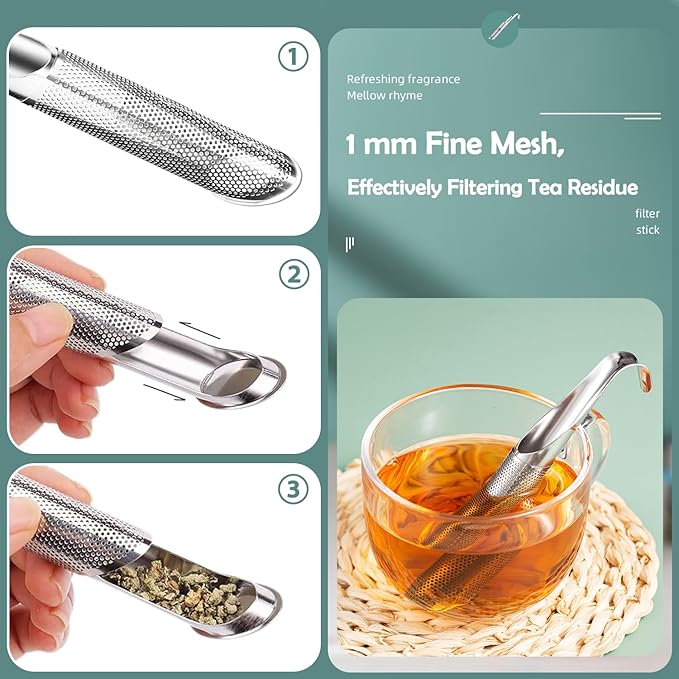 2 Pack Tea Infusers, Extra Fine Mesh Tea Strainer for Loose Tea, Stainless Steel Long Handle Tea Steeper Diffuser for Leaf Tea, Coffee, Spices, Seasonings