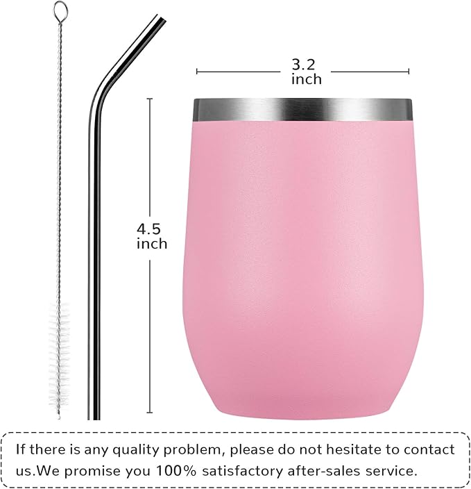 MEWAY 12oz Wine Tumbler Mix Color 8 Pack Bulk Gifts for Women, Vacuum Stainless Steel Travel Mug with Lid,Insulated Stemless Wine Cup Glass for Coffee,Cocktails,Drinks(Mix,Set of 8)