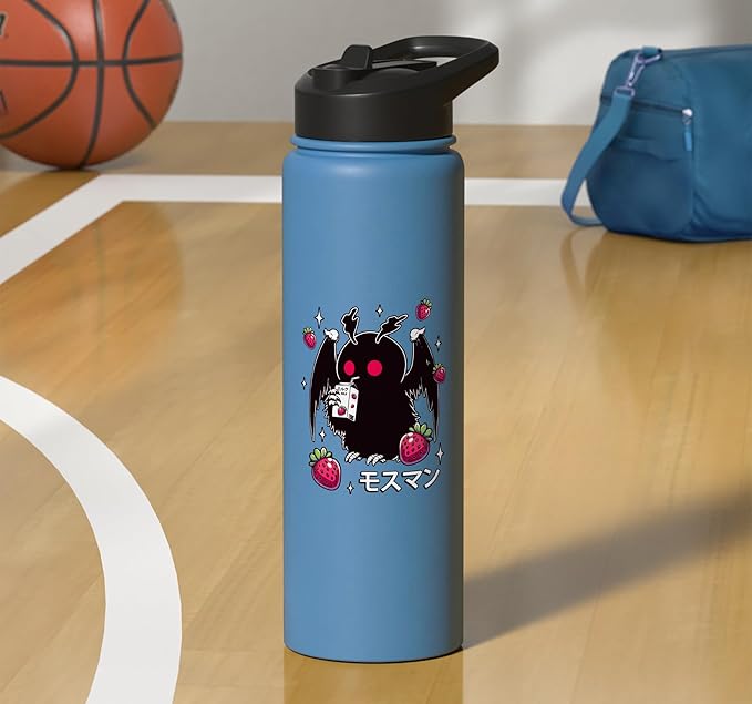 Kawaii Strawberry Milk Shake Carton Mothman Stainless Steel Insulated Water Bottle