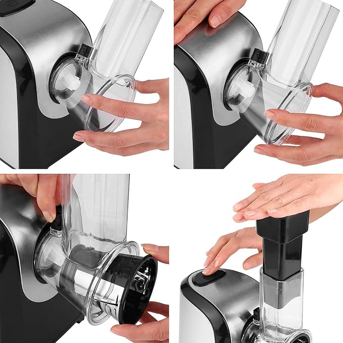 Electric Cheese Grater 150W Salad Maker 5 Different Shapes of Blades for Slicing/Shredding/Grinding, Compact Kitchen Electric Slicer Shredder for Block Cheese, Vegetables, Fruit, Carrots