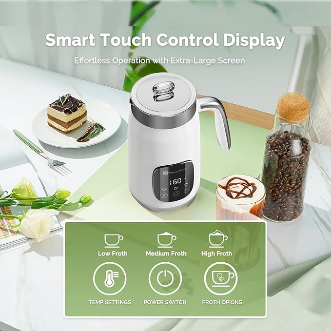 Maestri House Milk Frother, Variable Temp and Froth Thickness DualFro 400 Milk Frother and Steamer, 14.1OZ/400ML Smart Touch Control Foam Maker, Memory Function for Latte, Warm Milk, Hot Chocolate