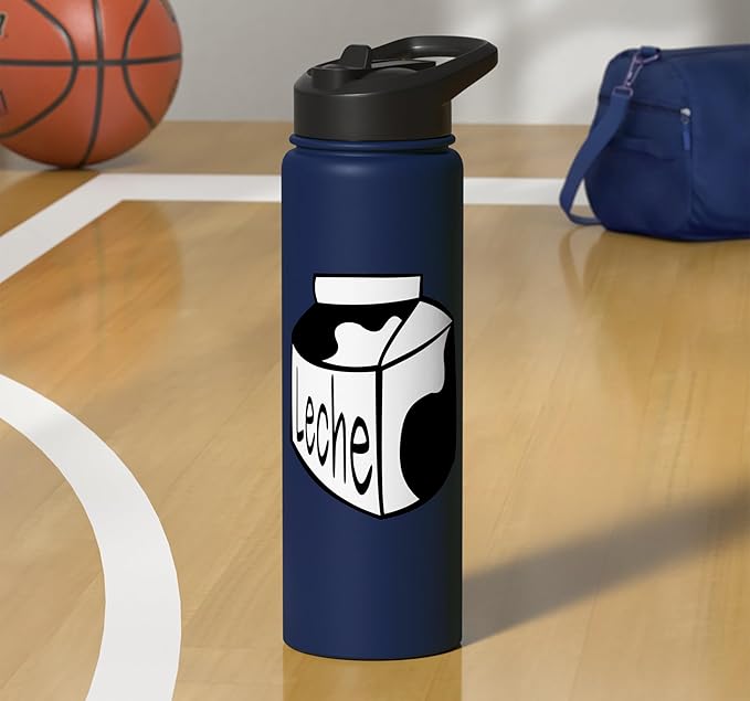 Leche Spanish Milk Carton Dairy Lover Stainless Steel Insulated Water Bottle