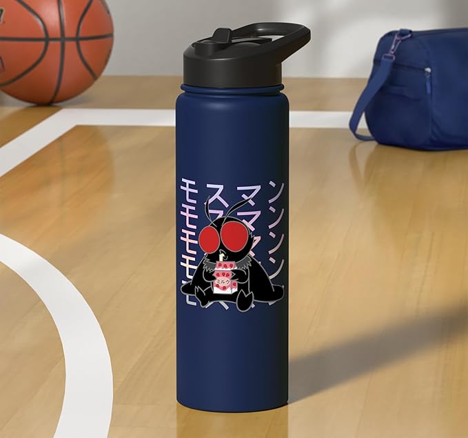 Mothman Kawaii Strawberry Milk Shake Carton Stainless Steel Insulated Water Bottle