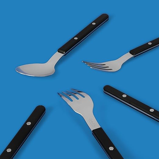 Sur La Table Kitchen Essentials 20 Piece Flatware Silverware Set - Stainless Steel Utensils - Forks, Spoons, Knives - Black