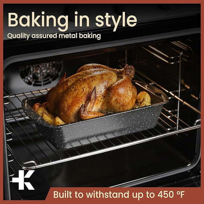 Nonstick Loaf Pan Set Pack of 4, 7" to 11" Large Baking Bread Pan, Oven Safe Up to 450°F, PFOA, PFOS, PTFE Free, Space Saving Stackable Design, Stain Resistant, Dishwasher Friendly, Gray Marble