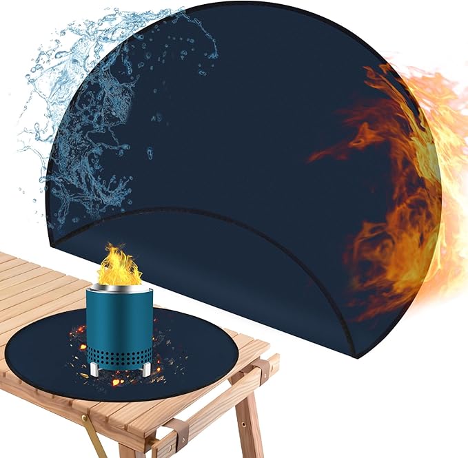 Round Fire Pit Mat Compatible with Solo Stove Mesa Accessories, Fire Proof Mat Compatible with Solo Stove Mesa Table Mat Under Fire Pit,Small Under Grill Mats for Outdoor Grill Table Top Protection