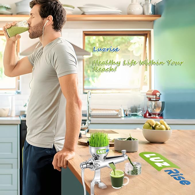 Manual Wheatgrass Juicer Portable Crank Wheatgrass Extractor Hand Fruit& Vegetables Squeezer 304 Stainless Steel for Juicing Celery, Kale, Spinach, Parsley, Pomegranate, Apple, Grape