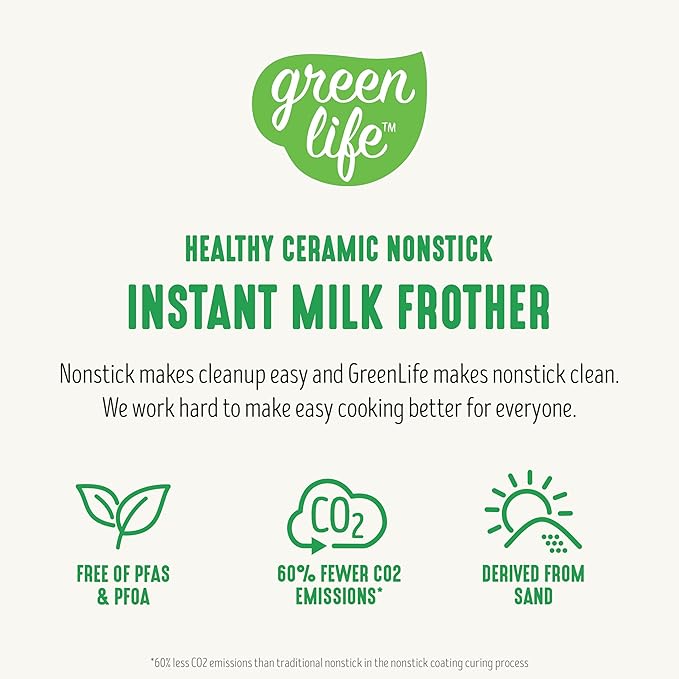 GreenLife Ceramic Electric Milk Frother, 10oz, 4-in-1, Auto Hot and Cold Foam, Dense and Light Foam, PFAS Free, Cordless Milk Warmer and Steamer for Latte, Coffee, White