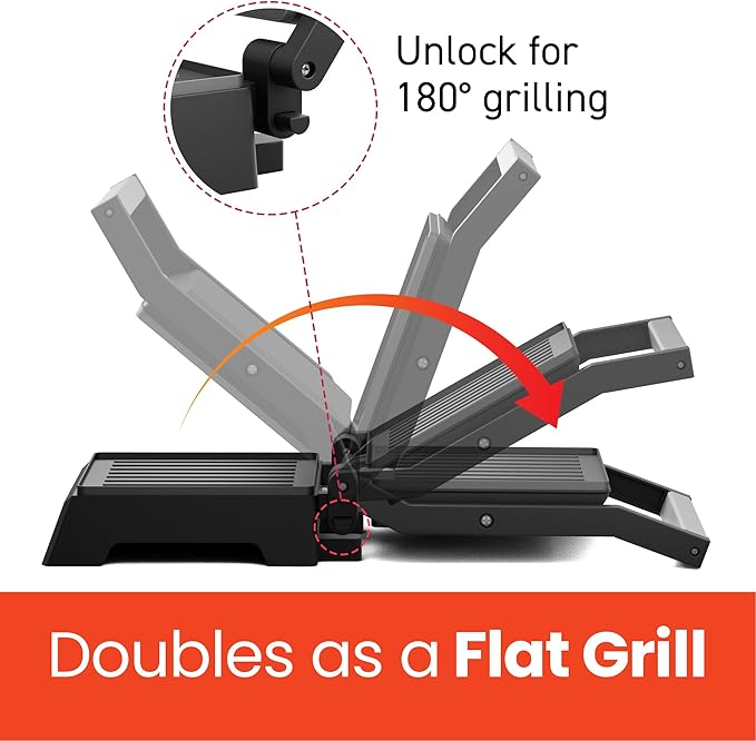Elite Gourmet EPN160 5.5 x 5.3" Multifunctional, Compact Electric Panini Press, Contact Grill, 180° Flat Grill, Lightweight, Floating Top-plate, Cool-touch Handle Non-Stick Surface, Black