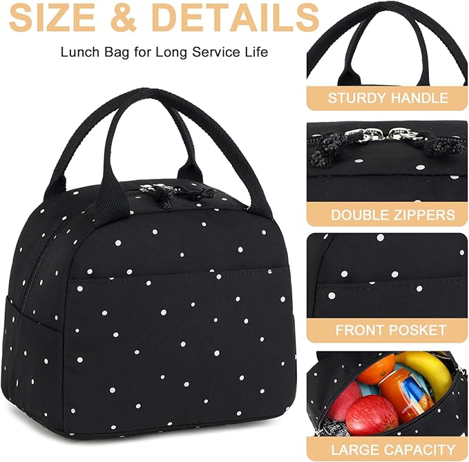 Bluboon Lunch Bag for Women Men Cute Lunch Tote Bags Reusable Insulated Lunch Box Large Capacity Reusable Insulated Cooler for Work Picnic or Travel