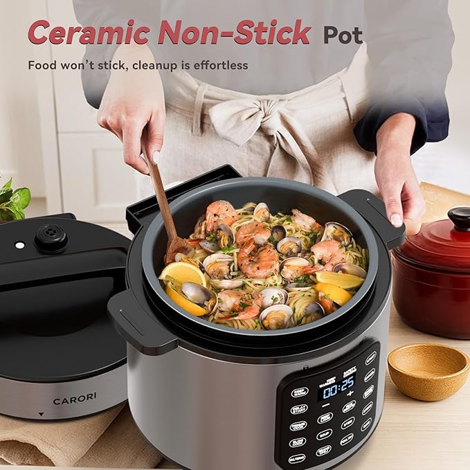 Electric Pressure Cooker 6 Qt, 9 Functions Programmable Instant Pot with IMD Touchscreen, Rice Cook, Slow Cook, Steam, Sauté, Warm, 16+ Safety Features, 1000W Silver