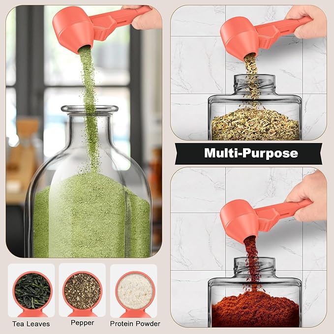 Coffee Scoop & Funnel for Reusable K Cup Refillable Coffee Pods, Coffee Measuring Spoon 2 Tablespoon Capacity, Scoop with Funnel for Ground Coffee, Protein Powder, Tea (Orange, 2 Pack)