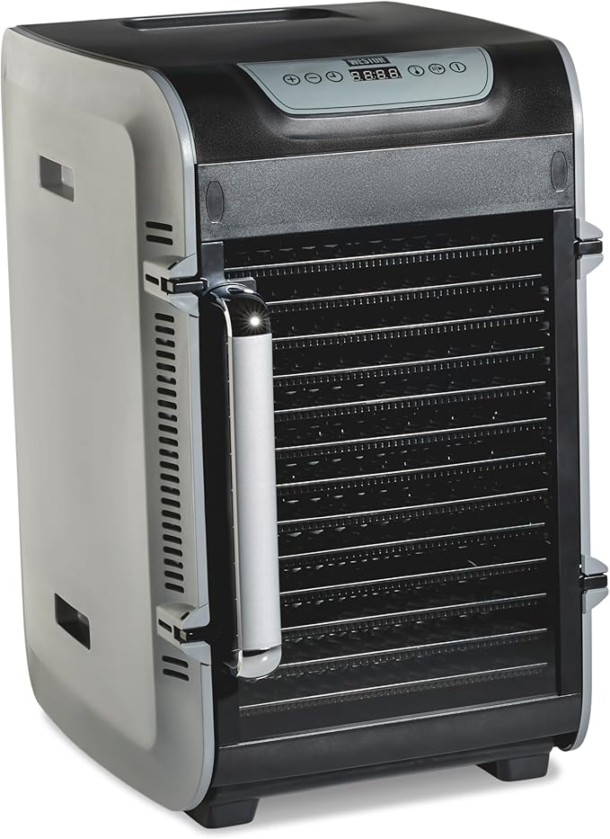 Weston Food Dehydrator Machine for Jerky, Fruit, Meat, Herbs, Vegetables, with Precision Digital Temperature Control (90-160F), 15 Stackable Trays (15.5 sq. ft.), Gray (75-1501-W)
