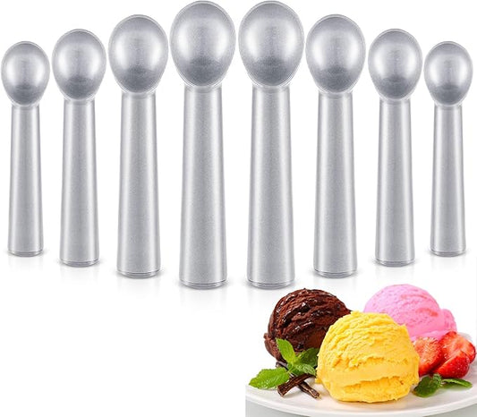 Gejoy 12 Pcs Ice Cream Scoop 7 Inch Nonstick Anti Freeze Ice Cream Scooper Aluminum Design Dessert Spoon for Gelatos Frozen Yogurt Fruit Sundaes Sorbet Almond Cookie Dough(Silver)