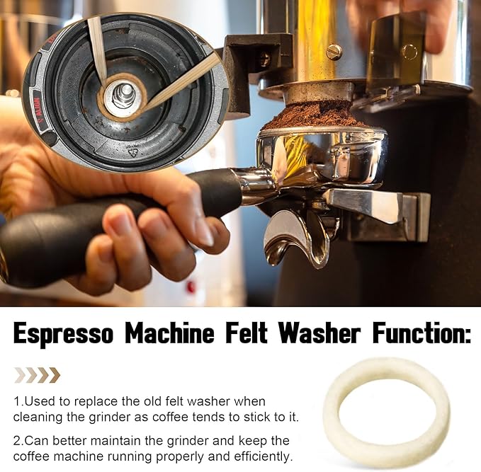 Felt Washer Replacement For Breville Espresso Machine Grinders BES870, BES878, BES880, BES980, BES990, BCG600, BCG820, Used to Clean Espresso Coffee Machines Grinder Wool Ring Accessories Parts