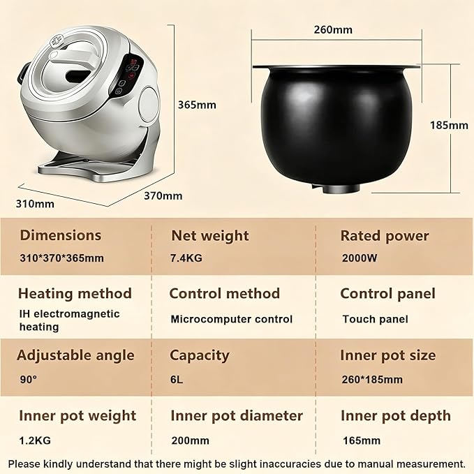 Hands-Free Auto Stir Fry Machine – 2000W Electric Wok with 360° Surround Heating, 3-Level Tiltable Pot, Smart Start & Multiple Cooking Modes for Stir-Fry, Rice, Soup, Braise