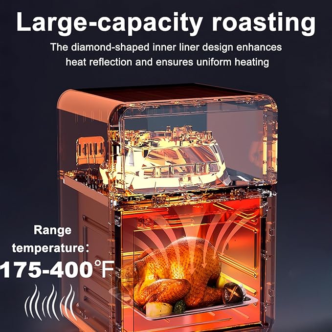 18QT Large Air Fryer Oven with Touch Screen Display, 10-in-1 Air Fry, Roast, Bake, Broil, Dry, Frozen, Proof Combo with Window, Family-Size, Multi-Function, Healthy Cooking 120V