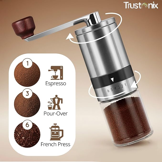 Portable Hand Coffee Grinder | Manual Coffee Grinder for Travel | Cocoa Beans Grinder | Portable & Compact Design | Smooth Grinding | Easy To Use | Higher Efficiency | Powerful & Stable