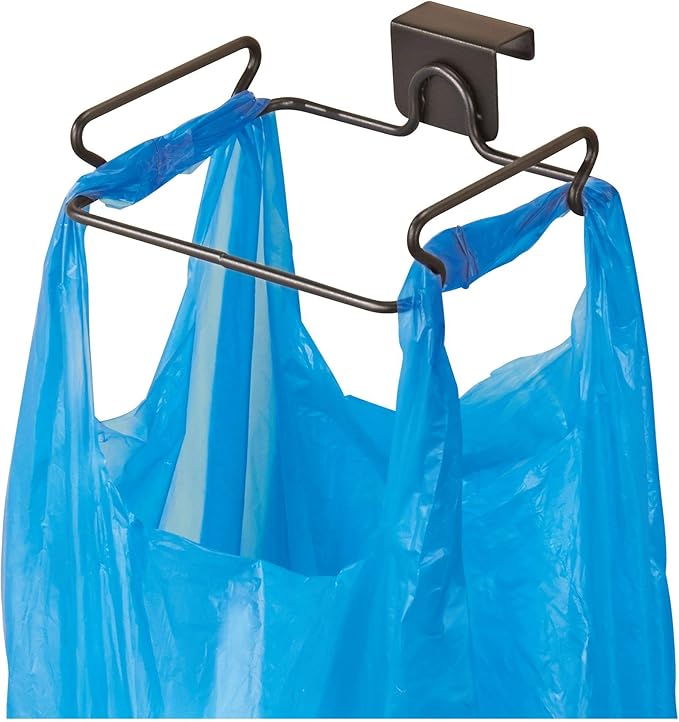 InterDesign Classico Over Cabinet Plastic Bag Holder – Storage Organizer for Kitchen, Bronze