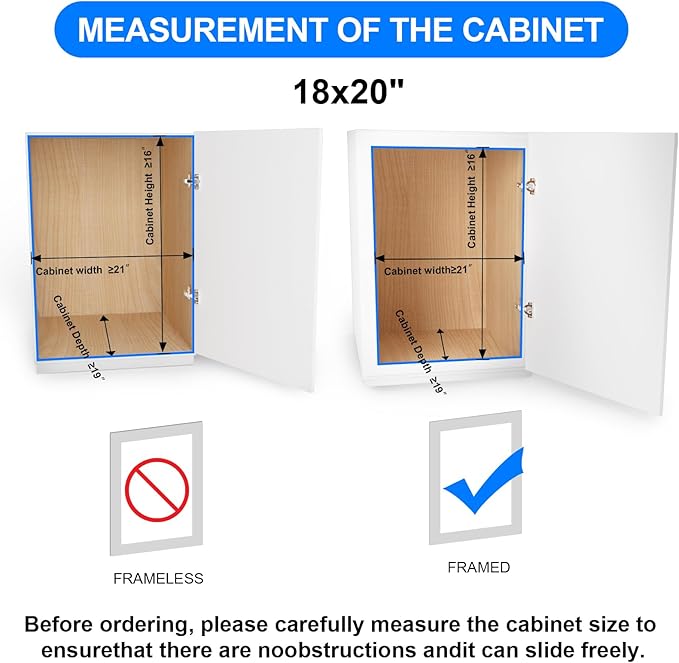 FULGENTE Chrome Finish Pull Out Drawer Cabinet Organizer 20" Wx18 Dx15.12''H 2 Tier Heavy Duty Slide Out Kitchen Storage Shelves Wire Frame Under Shelf Sliding Drawers for Inside Cupboard