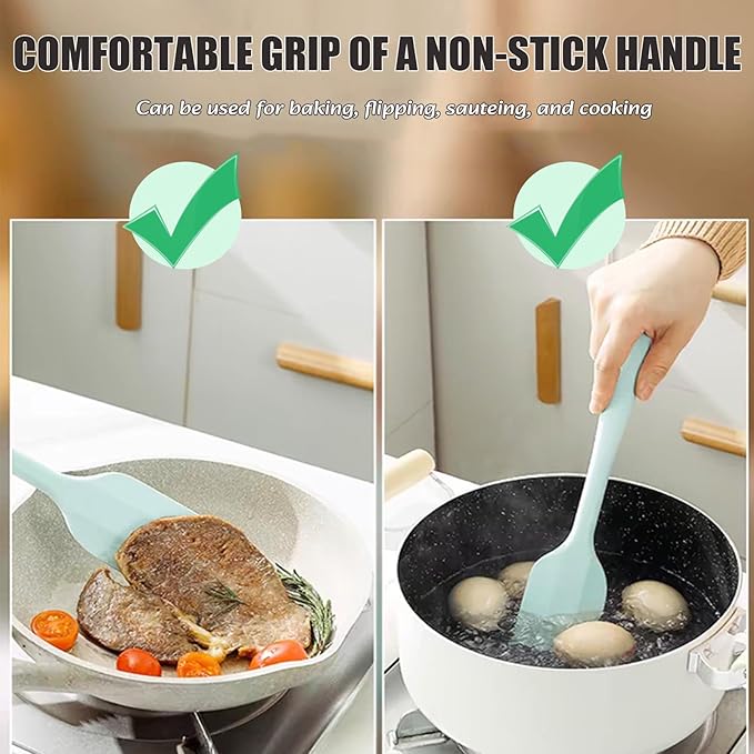 Silicone Spatula,8-pack Spatula Set,11 inch Heat Resistant Non Stick cookware with Stainless Steel for Baking,Cooking,Mixing,Flipping,BPA Free,Dishwasher Safe (11inch Mixed color)
