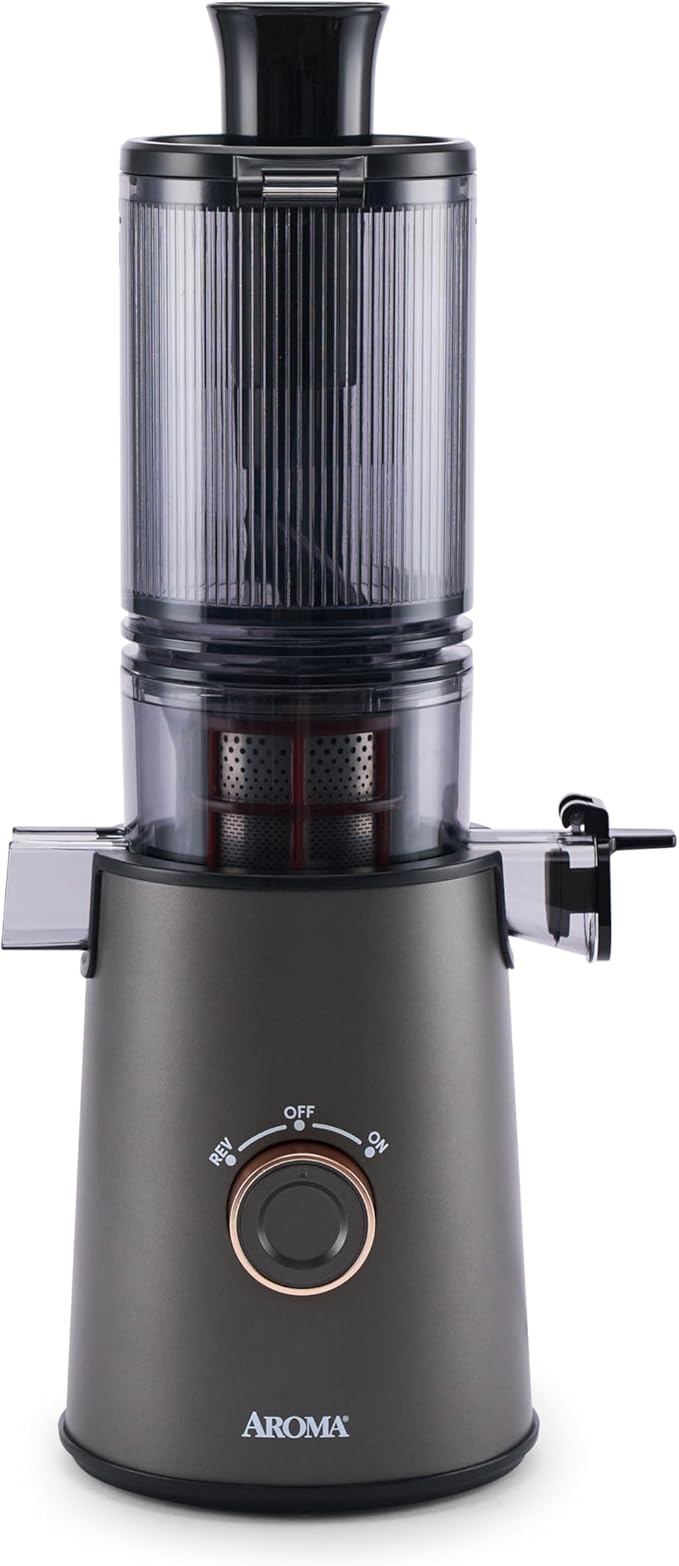 AROMA® Cold Press Juice Machine Slow Masticating Fruit and Vegetable Juicer for Home with Large 4-Inch Feeder and Double Pulp Filter