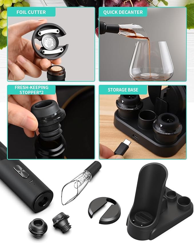 Gravity Electric Pepper Grinder Set and Rechargeable Wine Opener Set