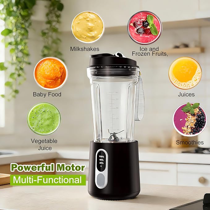 Portable Blender for Smoothies Personal Blender: 500ML Electric Juicer 300 Watt Small Blenders for Shakes and Smoothies Portable juicer for Baby Food Travel, Beach Office Sports