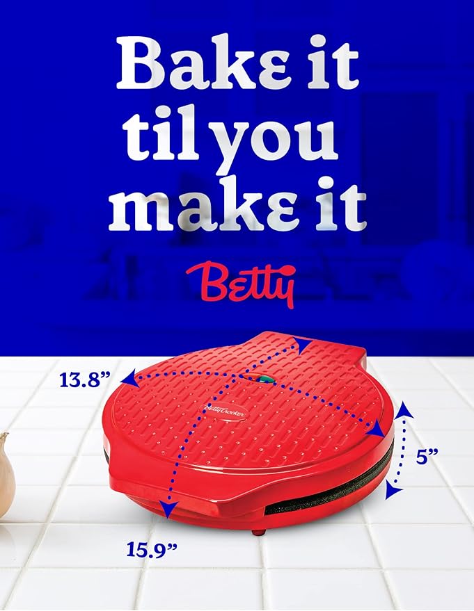 Betty Crocker Pizza Maker Plus, 12" Indoor Electric Grill, Nonstick Griddle Pan for Pizzas, Quesadillas, Tortillas, Nachos and more, 12" Electric Griddle for Delicious Meals and Snacks, Red