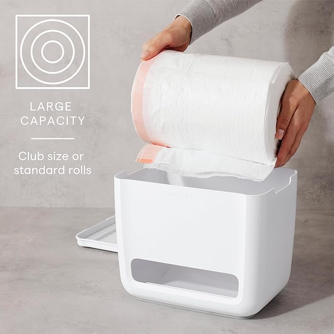 YouCopia SinkSuite Trash Bag Dispenser, Standing Garbage Bag Organizer with Removable Lid and Cradle for Storage, Speckled White