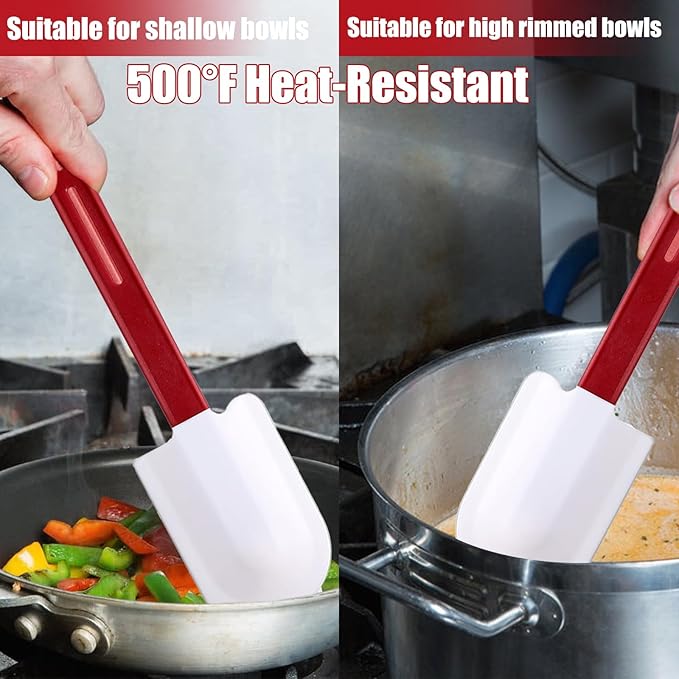 6 Pcs Rubber Spatulas Silicone Heat Resistant, 10 Inch 14 Inch Commercial High Temp Silicone Spatula Set with Long Handle, Nonstick Rubber Scrapers for Kitchen Use Cooking Mixing Frying Baking Utensil