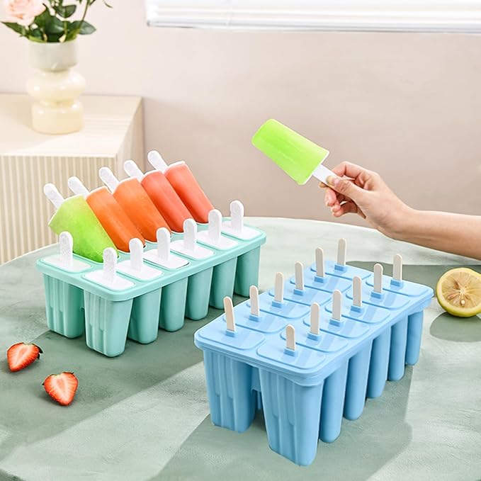 6 pcs Popsicles Molds with Brush and 6 pcs Popsicle Ice Cream Molds with 50 Sticks
