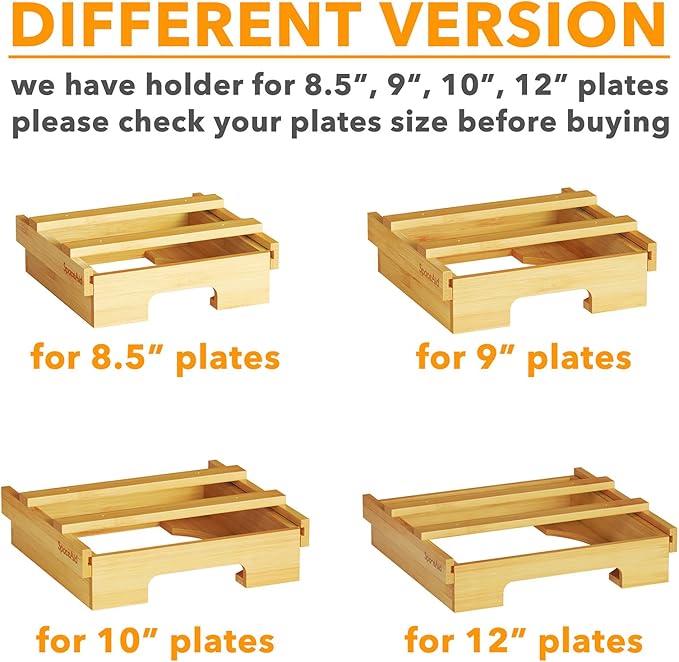 SpaceAid 9-inch Paper Plate Dispenser (Need 10.2 Inches Deep Cabinet Space) Under Cabinet Bamboo Plates Holder, Kitchen Vertical Dipensers Caddy, Black