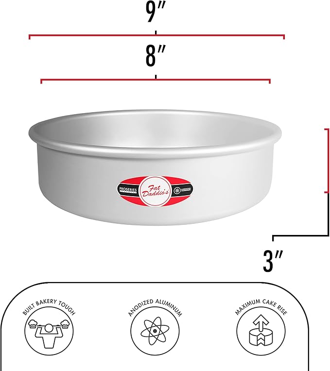 Fat Daddio's PCC-83 Anodized Aluminum Round Cheesecake Pan, 8 x 3 Inch