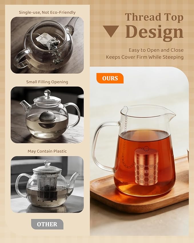 House Again 2 Pack Large Tea Infusers, Extra Fine Mesh Tea Strainers for Loose Tea, Slim Lid & 304 Stainless Steel, Filter Bags Diffusers, Loose Leaf Tea Steeper for Brew Tea Spices & Seasonings