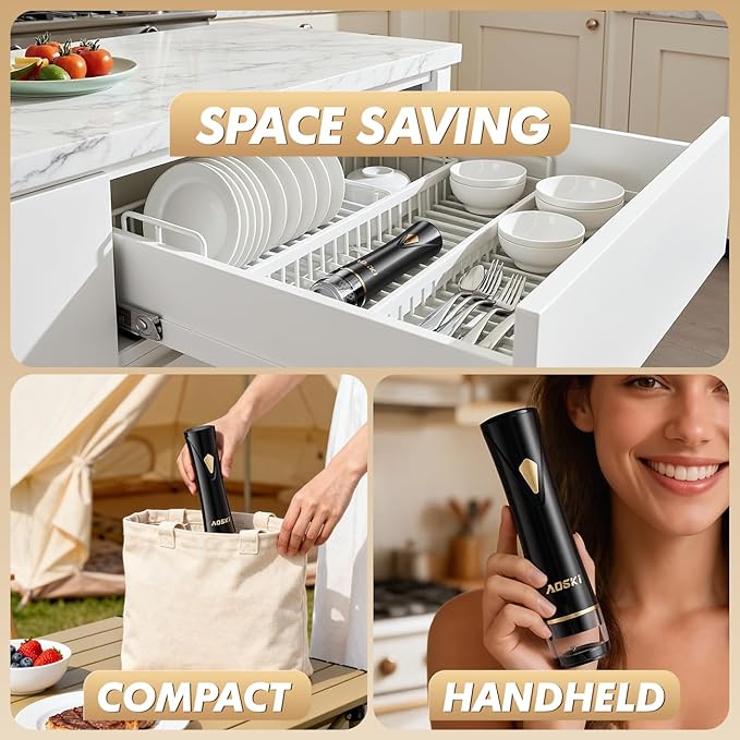 Compact Vacuum Sealer for Food: Powerful Compact Vacuum Sealer Machine with 30 PCS Vacuum Seal Bags, Cordless Food Storage Sealing Machine Portable for Chef, Home, Travel, Camping, Sous Vide
