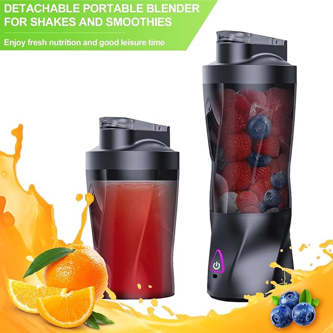 Portable Blender: 360W High-Power Motor, 6000mAh Long-Lasting Battery, 23oz Travel Smoothie Maker with Anti-Jam Blade, BPA-Free for Shakes & Ice Crushing,Fresh Fruit Juice/Smoothie, Home Use 【Black】