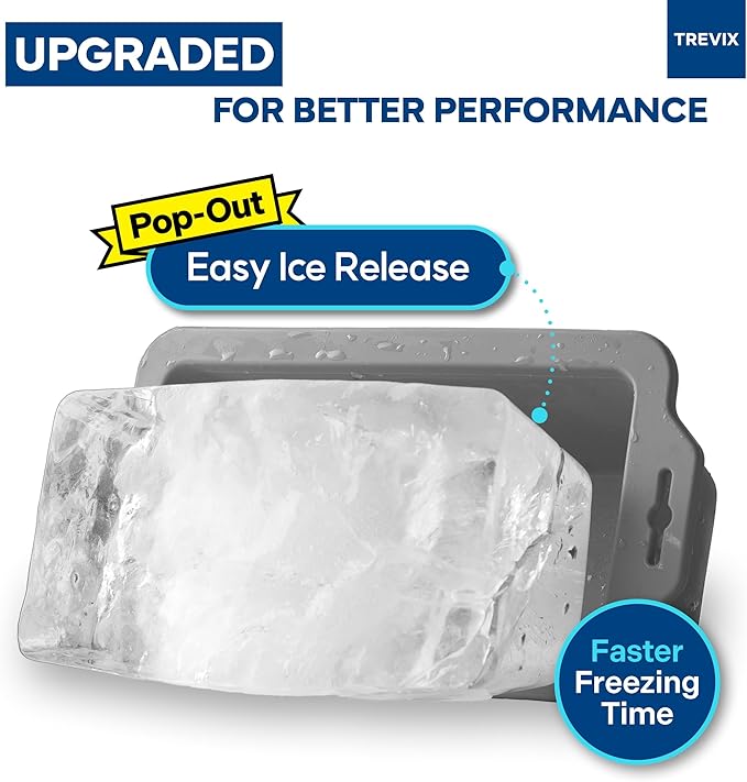 Trevix Ice Block Mold for Ice Bath (4 PCS) - Makes 18 LBS Large Ice Cube Molds, Reusable Ice Cube Tray, Large Silicone Ice Molds (Gray, 4pcs(18lbs))