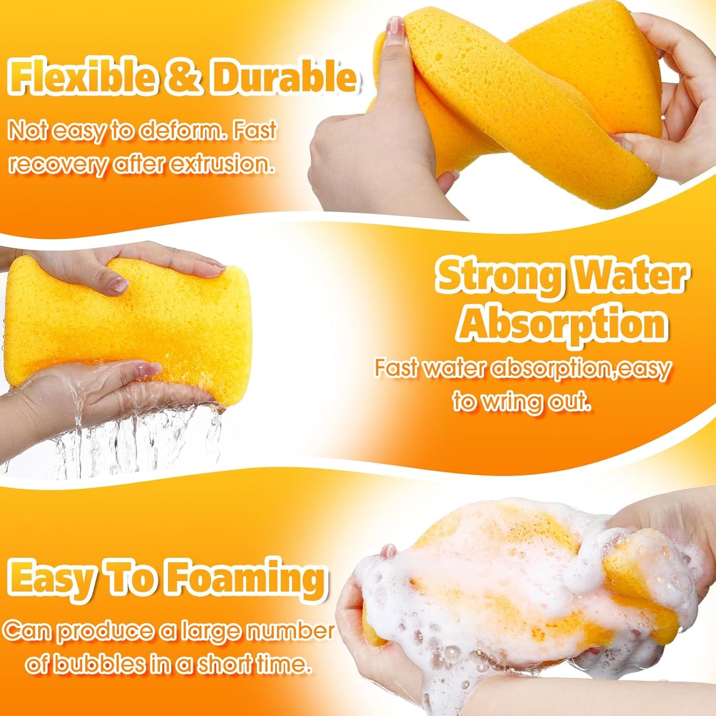 Tioncy 84 Pcs Large Sponges Bulk 7.5 x 5.5 x 1.9 Inch Grouting Car Wash Foam Cleaning and Washing Sponge Commercial Foam Large All Purpose for Cleaning Dishes Car Tile Bike (Yellow)